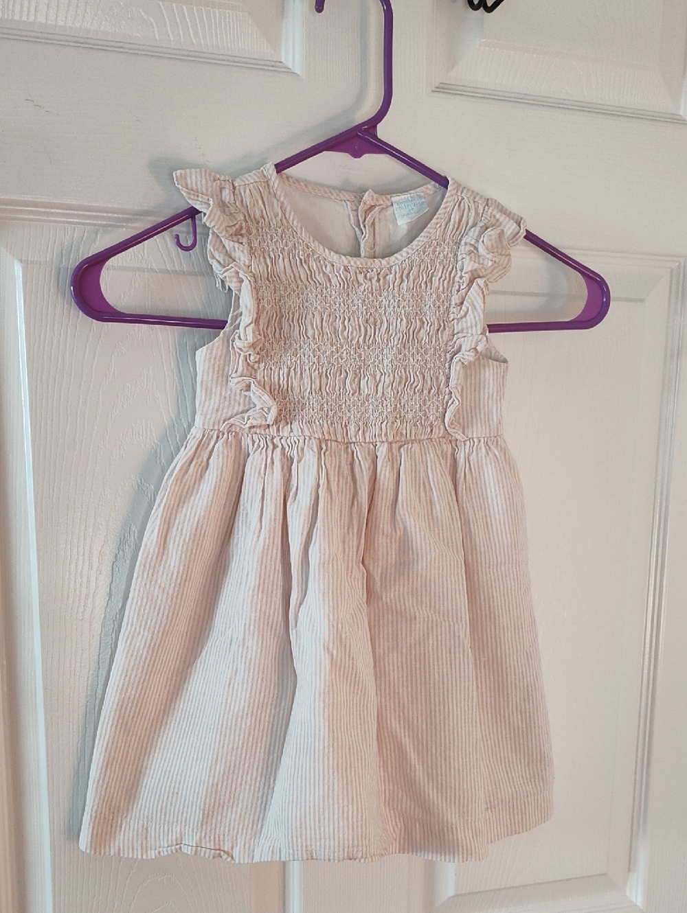 Edgehill Collection Pink-Striped Smocked Ruffle Dress